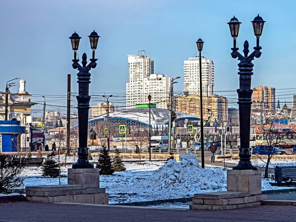 View Shopping Center Chelyabinsk Opera House Early Winter — Stock Photo, Image