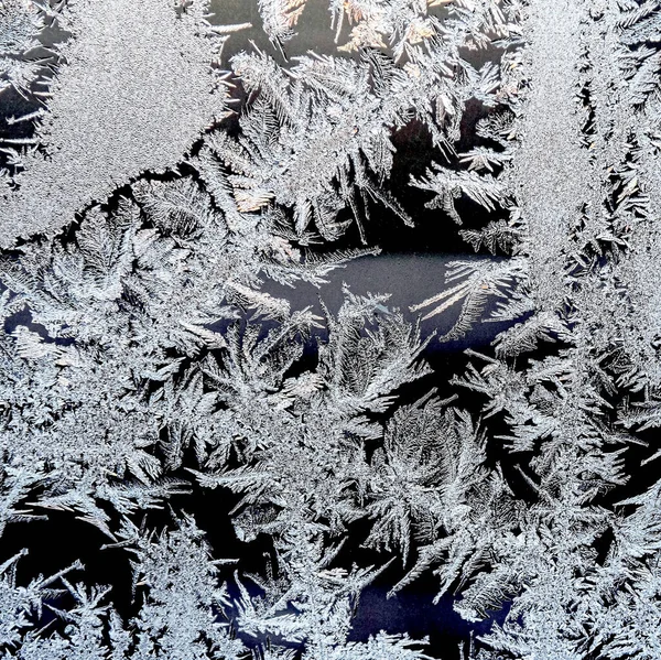 fantastic frost pattern on the winter window, texture of frost patterns, dendritic structure of the image