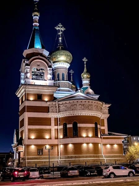 Temple Holy Great Martyr George Victorious Chelyabinsk View Cold Winter — Stock fotografie