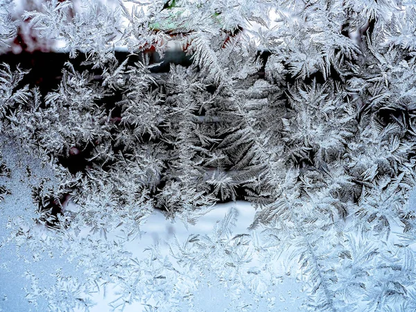 Modello Naturale Gelido Una Finestra Invernale Struttura Modelli Gelidi Struttura Fotografia Stock