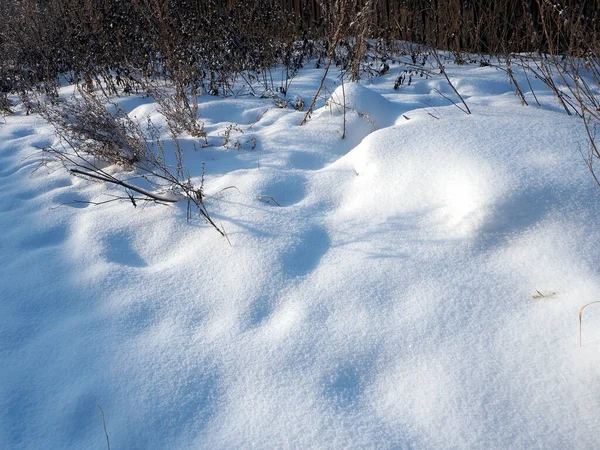 Fresh Snow Vacant Lot Lit Early Morning Sun — Stock Photo, Image