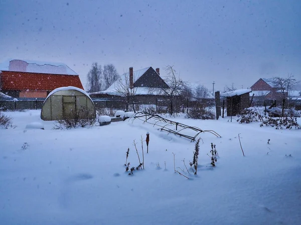 Vista Durante Una Fuerte Nevada Campo Urales Del Sur Rusia — Foto de Stock