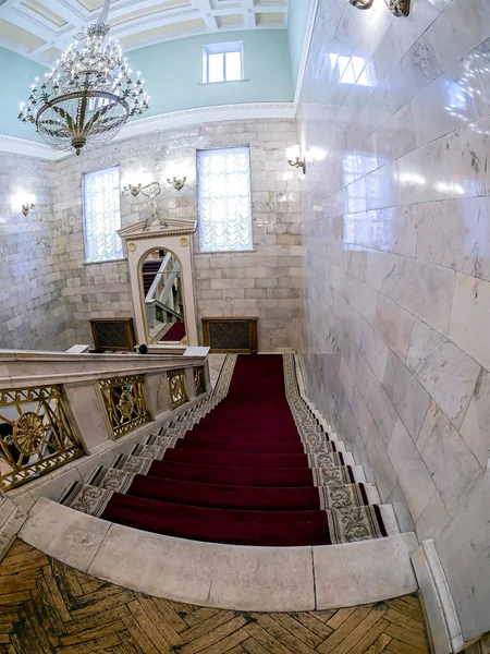 Stairs Red Carpet Opera Ballet Theater Marble Railings Walls Crystal — Stock Photo, Image