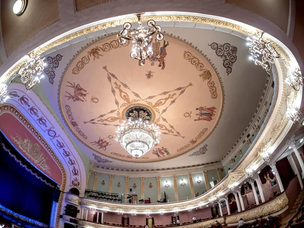 Classical Theater Crystal Chandelier Ceiling Auditorium Opera Ballet Theater Russia — Stock Photo, Image