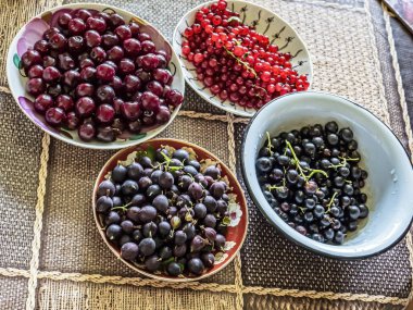 Masadaki farklı meyveler, mükemmel bir tat ve fayda.