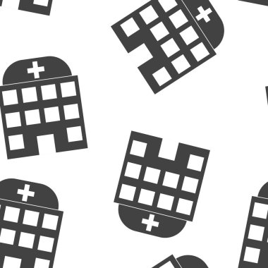 Vektör hastanesi. Düz görüntü, beyaz arka planda kusursuz bir sağlık hizmeti örneği. Kolayca düzenlemek için katmanlar gruplandırıldı. Tasarımın için.