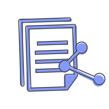 Beyaz izole arkaplanda vektör belge transfer simgesi karikatür biçimi. Kolayca düzenlemek için katmanlar gruplandırıldı. Tasarımın için..