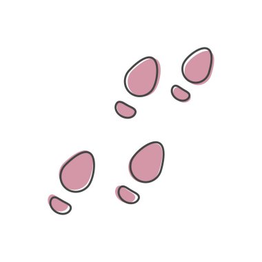 Ayakkabı izlerinin vektör görüntüsü, beyaz izole arkaplanda ayakkabı karikatürü izi. Kolayca düzenlemek için katmanlar gruplandırıldı. Tasarımın için..