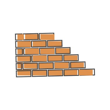 Vektör tuğlası simgesi. Tuğla işi tasviri. Beyaz izole arkaplanda tuğla duvar karikatürü tarzı. Kolayca düzenlemek için katmanlar gruplandırıldı. Tasarımın için..