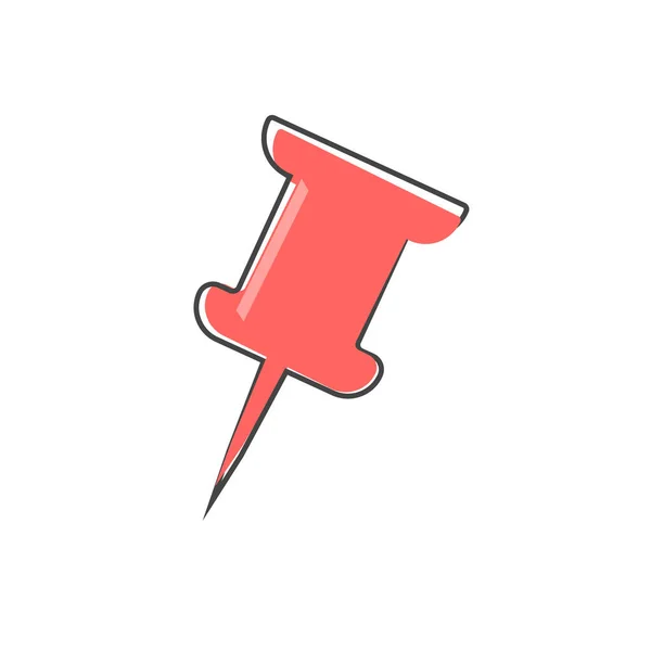 Icône Vectorielle Push Pin Pin Illustration Dessin Animé Style Sur — Image vectorielle