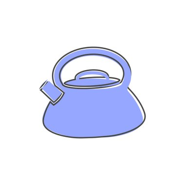 Teapot Vektör Simgesi karikatür biçimi beyaz izole arkaplanda. Kolayca düzenlemek için katmanlar gruplandırıldı. Tasarımın için..