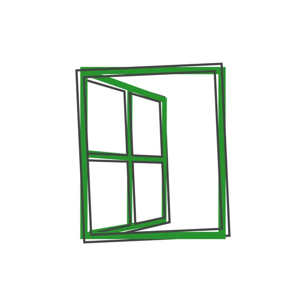 Vector Icono Ventana Abierta Ventana Abierta Sobre Fondo Blanco Aislado — Archivo Imágenes Vectoriales