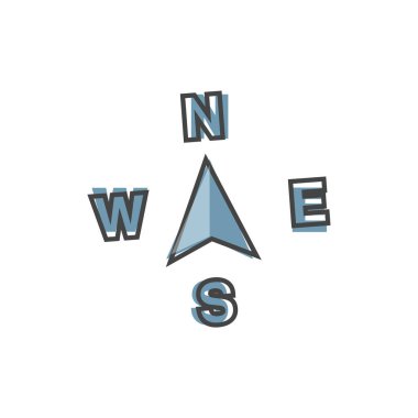 Pusulanın vektör simgesi. Dünyanın kenarlarını belirlemek için kullanılan bir pusula sembolü tasviri kolay düzenleme illüstrasyonu için gruplandırıldı. Tasarımın için..