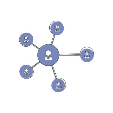 Birden fazla kullanıcıdan oluşan vektör simgesi iş ağı. Beyaz izole edilmiş arka planda simge iletişim arkadaşı çizgi film stili. Kolayca düzenlemek için katmanlar gruplandırıldı. Tasarımın için..