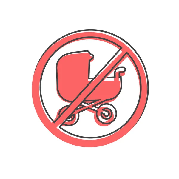 Vektor Ikon Tecken Som Förbjuder Barnvagn Tillsammans Med Barnvagnen Kan — Stock vektor