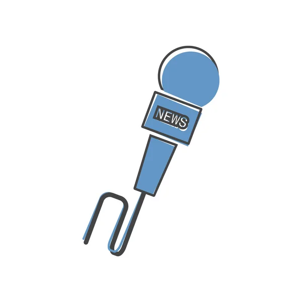 Icône Microphone Avec Style Dessin Animé Symbole Nouvelles Sur Fond — Image vectorielle