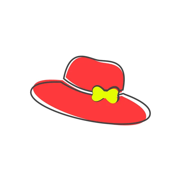 Chapeau Icône Vectorielle Avec Style Dessin Animé Bord Sur Fond — Image vectorielle