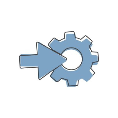 Beyaz izole edilmiş arkaplanda dişli ok vektör karikatür biçimi. Kolayca düzenlemek için katmanlar gruplandırıldı. Tasarımın için..