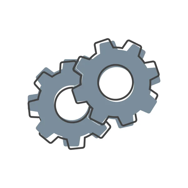 Vector Getriebe Symbol Cartoon Stil Auf Weißem Hintergrund Isoliert Ebenen — Stockvektor