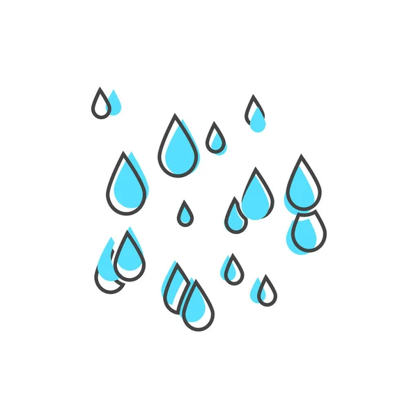 Rain Drop Vector Icon Cartoon Style White Isolated Background Layers — Stock Vector