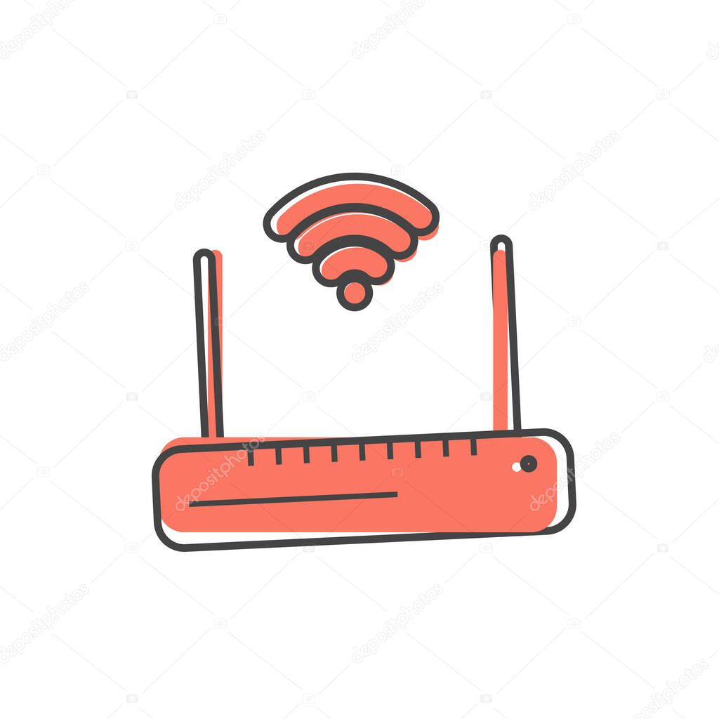 Wifi router icon cartoon style on white isolated background. Layers grouped for easy editing illustration. For your design.