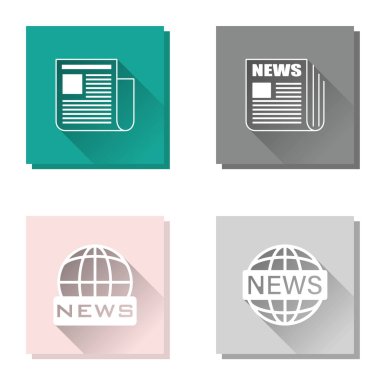 Gazete haberleri ve küresel haber ikonu. Kolayca düzenlemek için katmanlar gruplandırıldı. Tasarımın için.