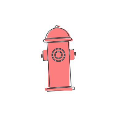 Beyaz izole arkaplanda yangın musluğu vektör çizgi film stili. Kolayca düzenlemek için katmanlar gruplandırıldı. Tasarımın için..