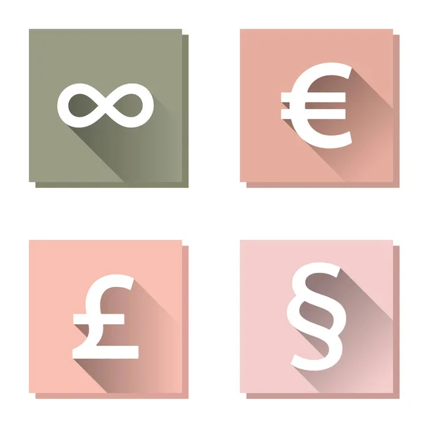 Állítsa Kép Euro Font Bekezdés Végtelen Jel Vektor Ikon Rétegek — Stock Vector