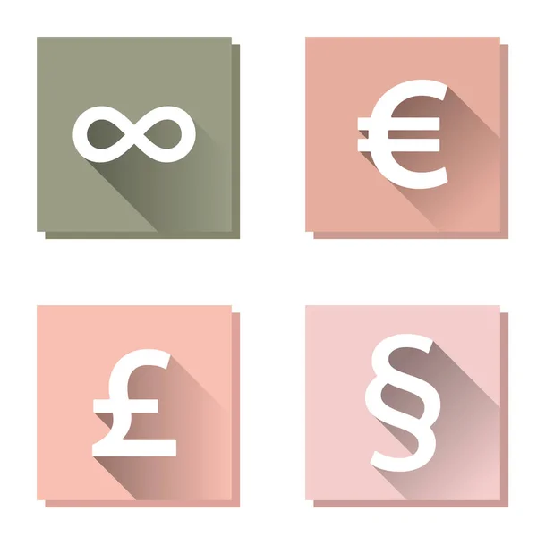 Conjunto Imagen Euro Libra Párrafo Signo Infinito Icono Vectorial Capas — Vector de stock