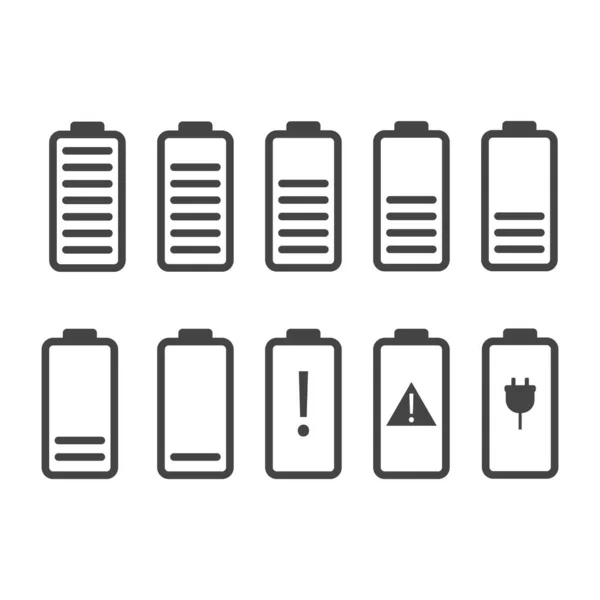 Définir Icône Indicateur Batterie Sur Fond Blanc Isolé Calques Groupés — Image vectorielle