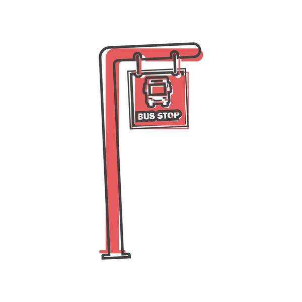 Bus Stop Vector Icono Estilo Dibujos Animados Sobre Fondo Blanco — Archivo Imágenes Vectoriales