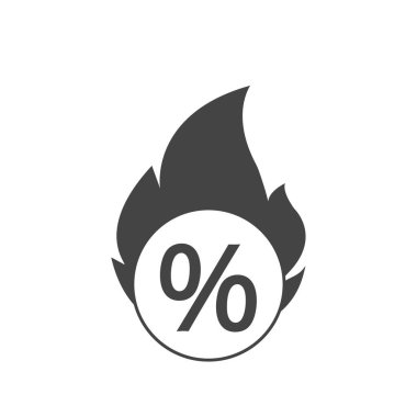 Ateş ve yüzde ikon beyaz izole arka planda. Kolayca düzenlemek için katmanlar gruplandırıldı. Tasarımın için..