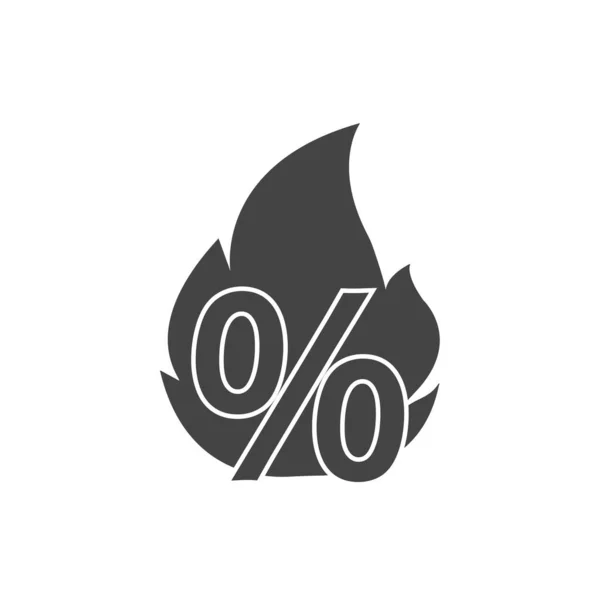 Fire Percent Icon White Isolated Background Layers Grouped Easy Editing — Stock Vector