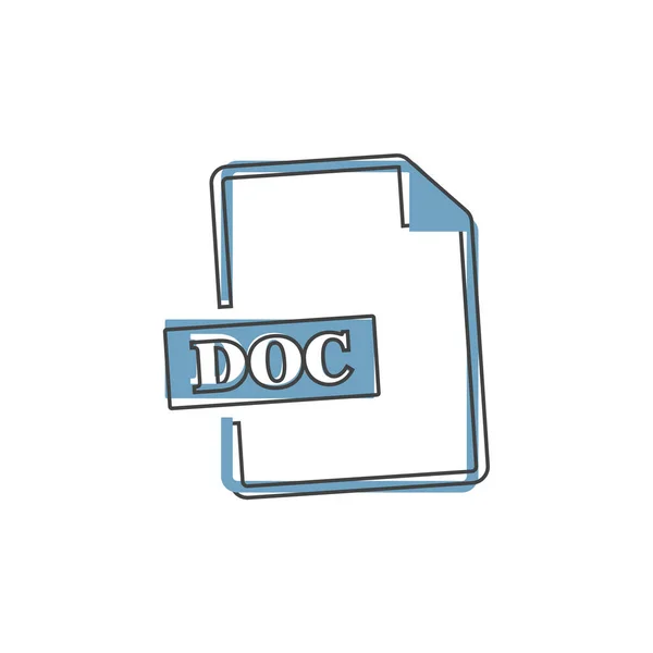 Ícone Doc Downloads Doc Documento Cartoon Style White Isolated Background — Vetor de Stock