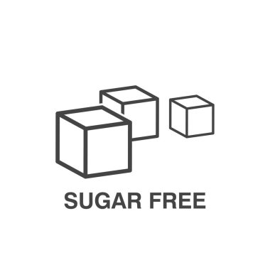 Şekersiz vektör simgesi. Beyaz izole edilmiş arka planda küp şekerler. Kolayca düzenlemek için katmanlar gruplandırıldı. Tasarımın için..