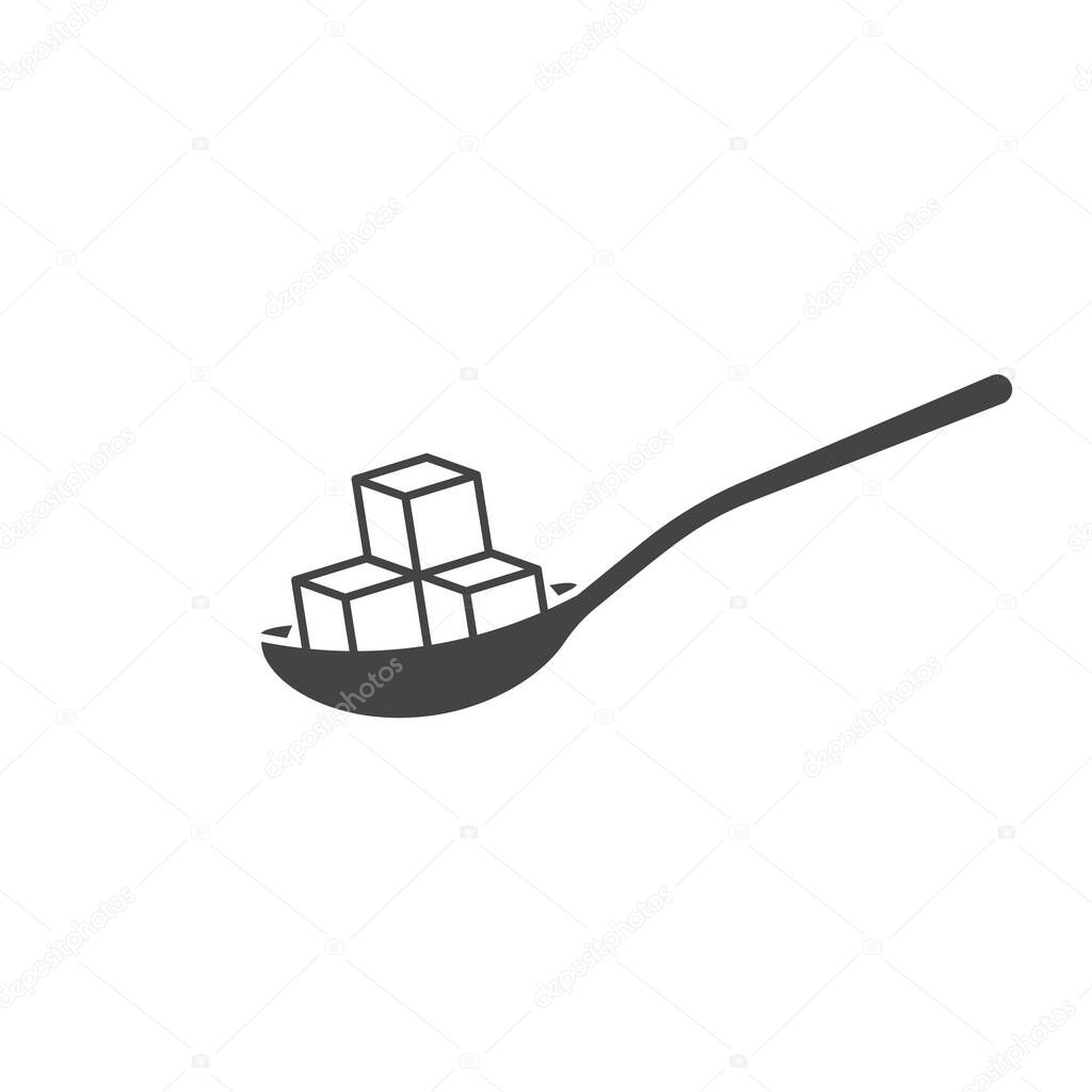 Vector icon of spoon with sugar on white isolated background. Layers grouped for easy editing illustration. For your design.