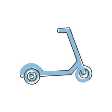 Beyaz izole arkaplanda çizgi film tarzında Lscooter vektör simgesi. Kolayca düzenlemek için katmanlar gruplandırıldı. Tasarımın için..