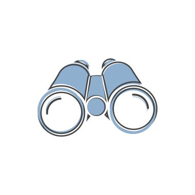 Beyaz izole arkaplanda çizgi film tarzında dürbün vektör simgesi. Kolayca düzenlemek için katmanlar gruplandırıldı. Tasarımın için..