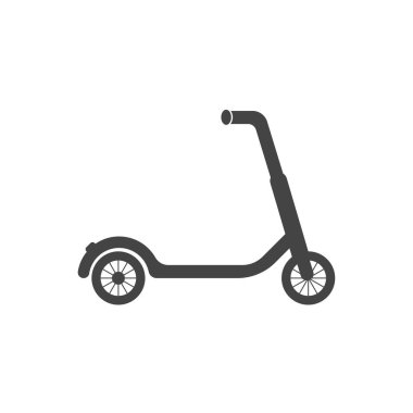 Beyaz izole arkaplanda Scooter vektör simgesi. Kolayca düzenlemek için katmanlar gruplandırıldı. Tasarımın için..