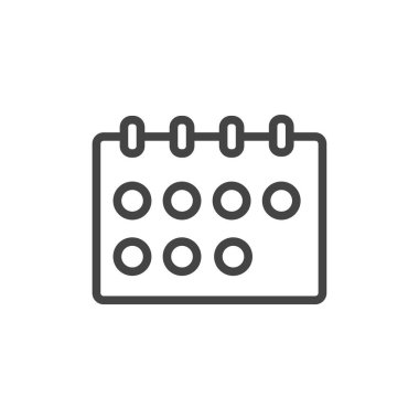 Beyaz izole arkaplanda takvim vektör simgesi. Kolayca düzenlemek için katmanlar gruplandırıldı. Tasarımın için..