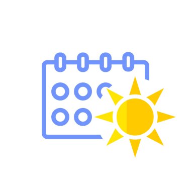 Beyaz izole arkaplanda vektör ikonu yaz takvimi çizgi film biçimi. Kolayca düzenlemek için katmanlar gruplandırıldı. Tasarımın için..