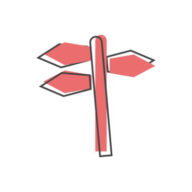 Beyaz izole arkaplanda çizgi film tarzında vektör işaretleyici yön simgesi. Kolayca düzenlemek için katmanlar gruplandırıldı. Tasarımın için..