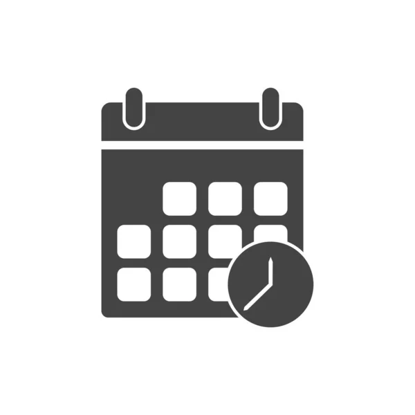 Kalender Ikon Med Klocka Påminnelse Tecknad Stil Vit Isolerad Bakgrund — Stock vektor