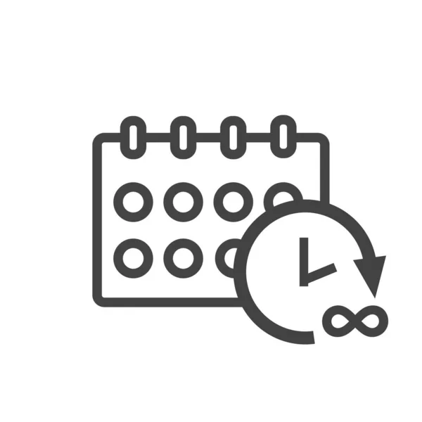 Icône Calendrier Avec Rappel Horloge Style Dessin Animé Sur Fond — Image vectorielle