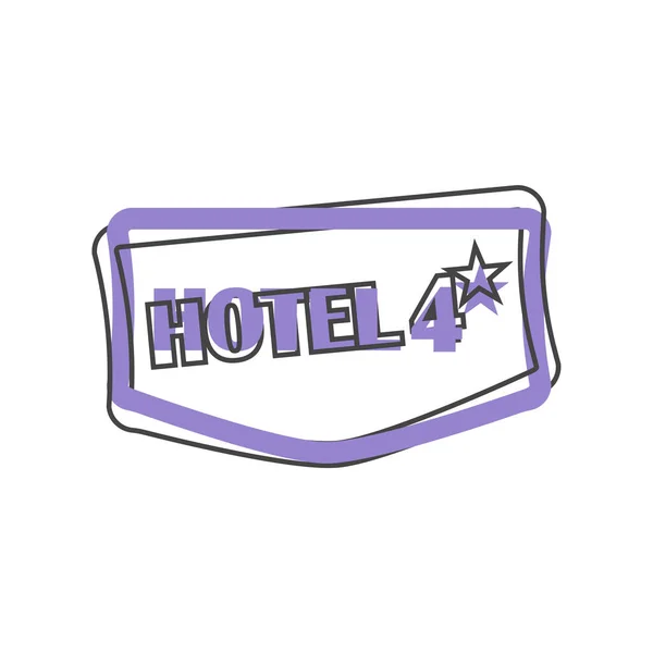 Vector Icon Plate Hotel Four Stars Cartoon Style White Isolated — Stock Vector