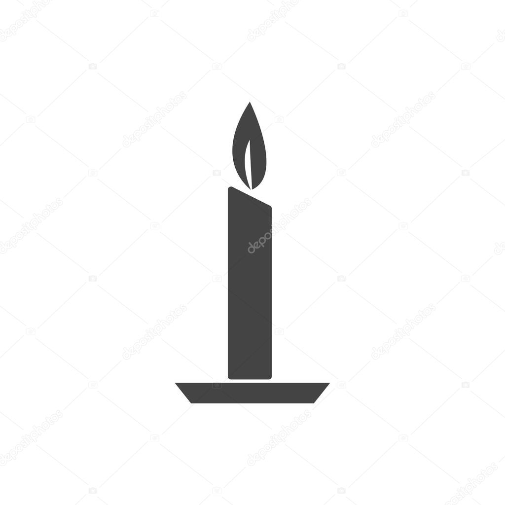 Candle icon. Vector illustration antique candle on white isolated background. Layers grouped for easy editing illustration. For your design.