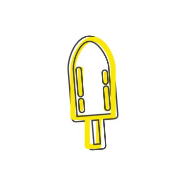 Vektör ikonu dondurması. Çizgi film stili üzerine dondurma çizimi beyaz izole arka planda. Kolayca düzenlemek için katmanlar gruplandırıldı. Tasarımın için..