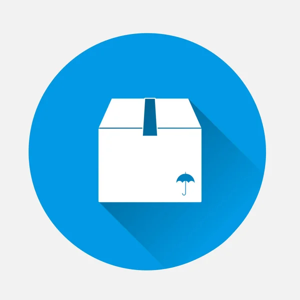 Caja Entrega Compras Icono Vector Sobre Fondo Azul Imagen Plana — Archivo Imágenes Vectoriales