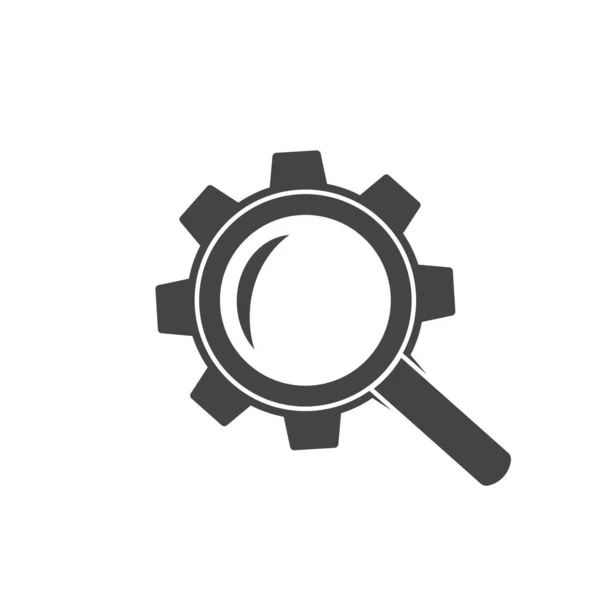 Vector Getriebe Werkzeug Suche Lupe Symbol Auf Weißem Hintergrund Isoliert — Stockvektor
