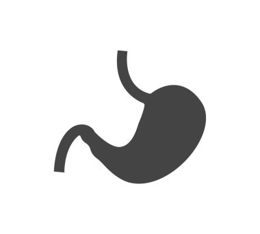 Vektör ikonu midesi, beyaz izole edilmiş arka planda iç organ. Kolayca düzenlemek için katmanlar gruplandırıldı. Tasarımın için..